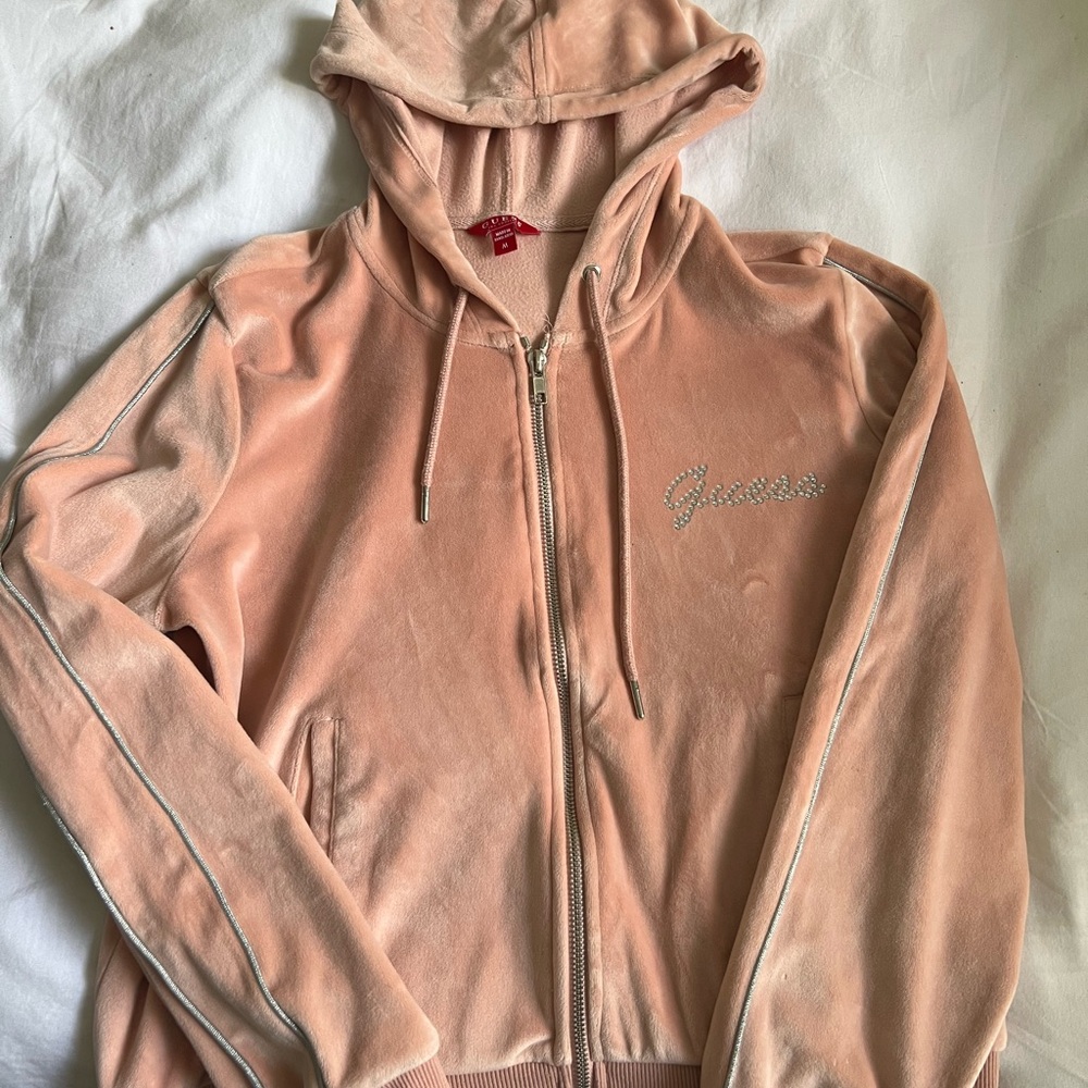 Guess Pink Casual Zip-Up Hoodie